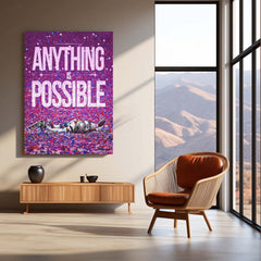 Quote Metal Poster | Tom Brady – Anything Is Possible Metal Frame GOAT Mentality NFL Wall Art | Championship Belief Quote Metal Poster
