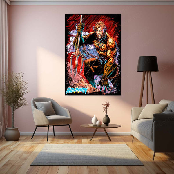 Aquaman – DC Superhero Metal Poster | King of Atlantis Wall Frame | Justice League Art