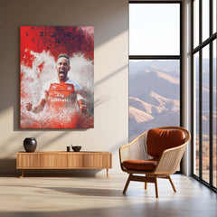 Arsenal Player Celebration – Red Kit with Emirates & Puma Logo – Metal Frame | Iconic Gunners Wall Art - TURTLEWINGS 