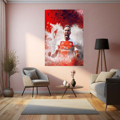 Arsenal Player Celebration – Red Kit with Emirates & Puma Logo – Metal Frame | Iconic Gunners Wall Art - TURTLEWINGS 