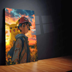 Ash & Pikachu’s Love - Pokémon Metal Poster | Heartfelt Friendship | Iconic Duo Wall Art - TURTLEWINGS 
