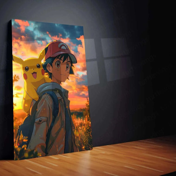 Ash & Pikachu’s Love - Pokémon Metal Poster | Heartfelt Friendship | Iconic Duo Wall Art - TURTLEWINGS 