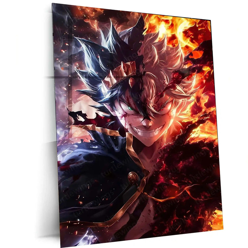 Anime Metal Poster | Asta – Black Clover | Anti-Magic Fury Metal Frame | Dark Fantasy Anime Wall Art - TURTLEWINGS 