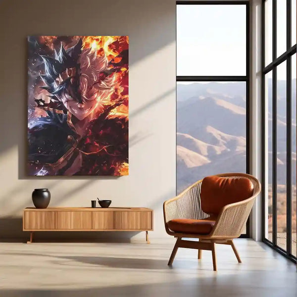 Anime Metal Poster | Asta – Black Clover | Anti-Magic Fury Metal Frame | Dark Fantasy Anime Wall Art - TURTLEWINGS 