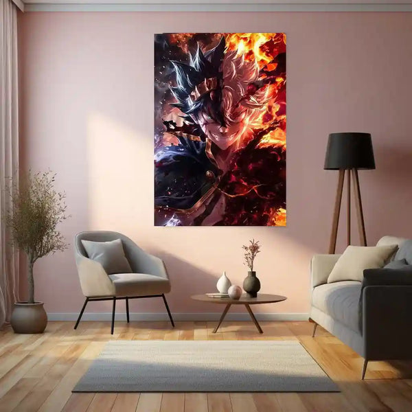 Anime Metal Poster | Asta – Black Clover | Anti-Magic Fury Metal Frame | Dark Fantasy Anime Wall Art - TURTLEWINGS 