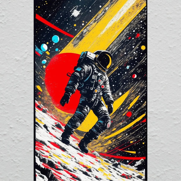 Astronaut Metal Poster Cosmic Space Adventure Wall Art (1) - TURTLEWINGS 