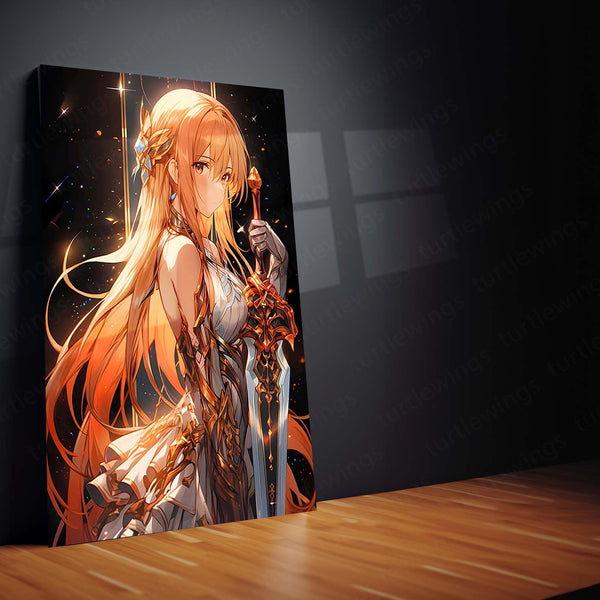 Anime Metal Poster | Asuna – Sword Art Online Goddess Mode Metal Poster | Stacia the Goddess Wall Frame