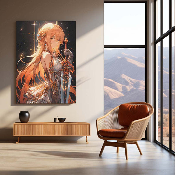 Anime Metal Poster | Asuna – Sword Art Online Goddess Mode Metal Poster | Stacia the Goddess Wall Frame