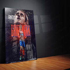 Atlético Madrid #7 Player Metal Frame | Red & White Striped Kit Football Poster - TURTLEWINGS 