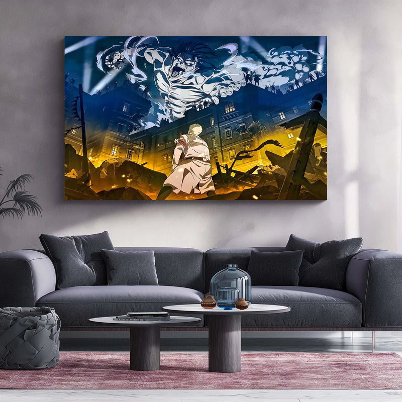 Anime Metal Poster | Attack on Titan – Eren vs Reiner Showdown