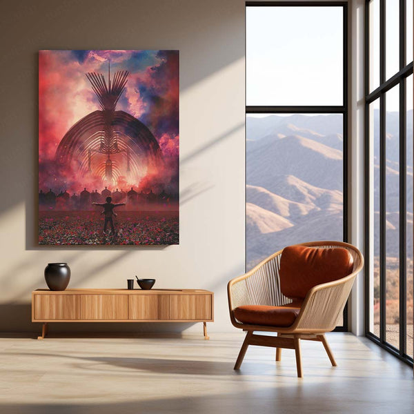 Anime Metal Poster | Attack on Titan – Eren vs Founder Titan Metal Poster | Fiery Sky Epic Anime Wall Frame