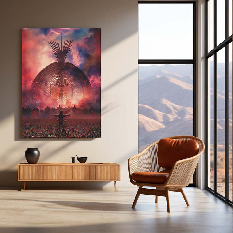 Anime Metal Poster | Attack on Titan – Eren vs Founder Titan Metal Poster | Fiery Sky Epic Anime Wall Frame