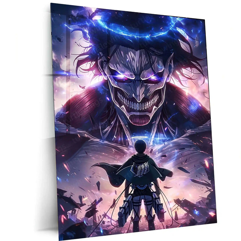 Anime Metal Poster | Attack on Titan – Stand Your Ground | Epic Anime Metal Frame Dark Resolve & Survival Instinct Wall Art | Legendary Anime Metal Poster - TURTLEWINGS 