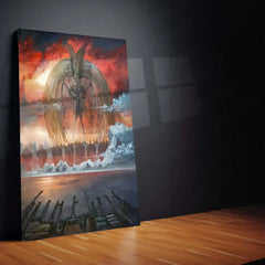 Anime Metal Poster | Attack on Titan Metal Frame | Colossal Titan Anime Wall Art | Premium Metal Poster