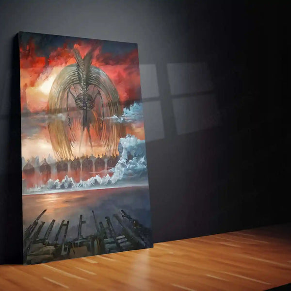 Anime Metal Poster | Attack on Titan Metal Frame | Colossal Titan Anime Wall Art | Premium Metal Poster