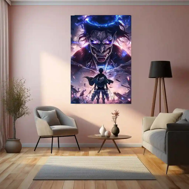 Anime Metal Poster | Attack on Titan – Stand Your Ground | Epic Anime Metal Frame Dark Resolve & Survival Instinct Wall Art | Legendary Anime Metal Poster - TURTLEWINGS 
