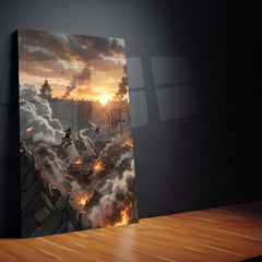 Anime Metal Poster Set of 3 | Attack on Titan | Eren Founding Titan Battle Wall Art