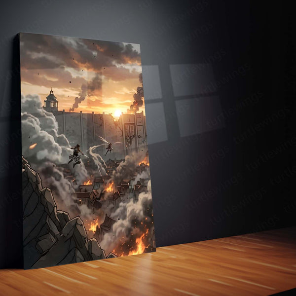 Anime Metal Poster Set of 3 | Attack on Titan | Eren Founding Titan Battle Wall Art