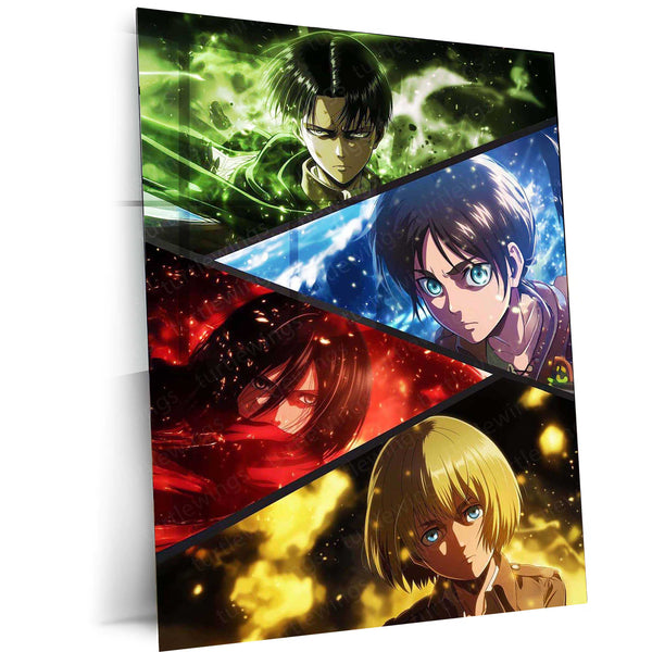 Attack on Titan Metal Poster | Anime Wall Frame Featuring Eren, Titans & Epic Action 01