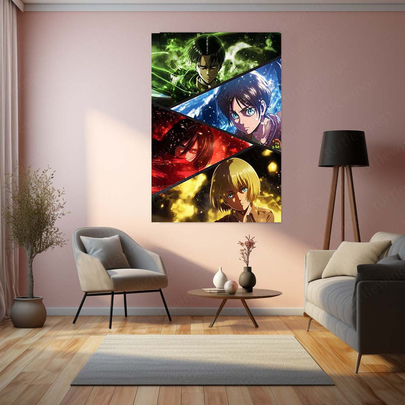 Attack on Titan Metal Poster | Anime Wall Frame Featuring Eren, Titans & Epic Action 01