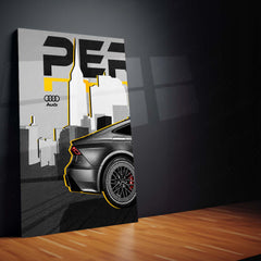Car Metal Poster Set of 3 | Audi RS7 | Grey Luxury Performance Sedan Triptych Wall Art | Premium Automotive Metal Print