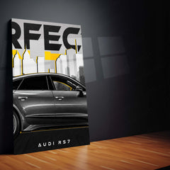 Car Metal Poster Set of 3 | Audi RS7 | Grey Luxury Performance Sedan Triptych Wall Art | Premium Automotive Metal Print