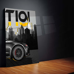 Car Metal Poster Set of 3 | Audi RS7 | Grey Luxury Performance Sedan Triptych Wall Art | Premium Automotive Metal Print