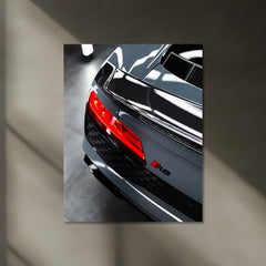 Audi R8 Supercar Rear View – Neon LED Metal Poster | Luxury Sports Car Wall Frame