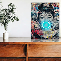 Audrey Hepburn Bubble Neon LED Metal Frame - Iconic Elegance with a Modern Twist - TURTLEWINGS 