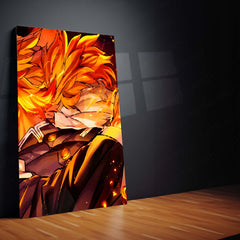 Anime Metal Poster Set of 3 | Kyojuro Rengoku Flame Hashira Fiery Sword Triptych Wall Art – product image 4