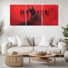 Batman Metal Poster Set of 3 | Dark Knight Red Cinematic Triptych Wall Art