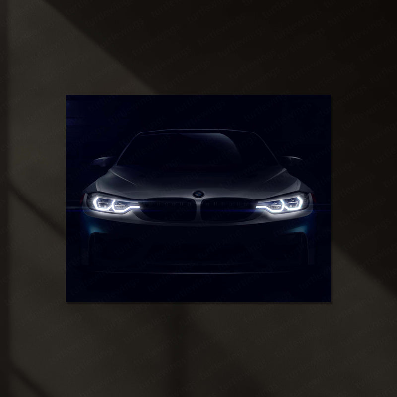 BMW LED Neon Metal Frame Luxury Performance Car Wall Art | BMW LED Headlight Glow Metal Decor