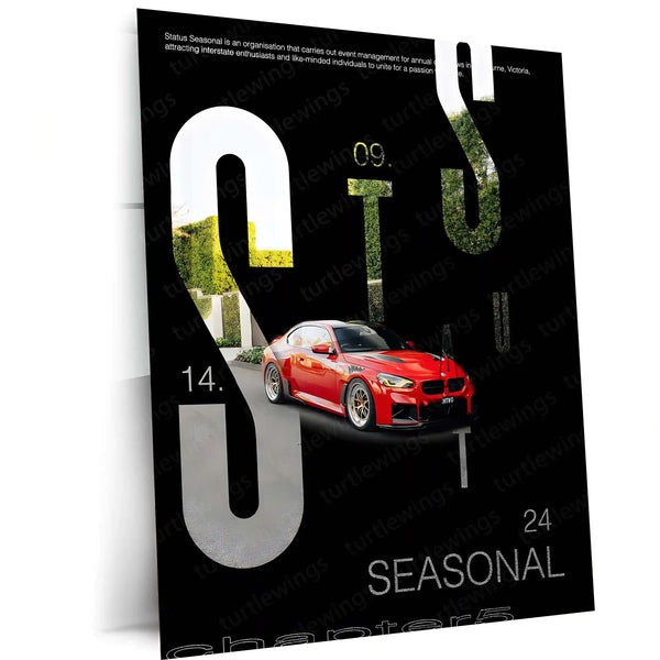 Car Metal Poster | BMW M2 Status Seasonal Metal Frame | Automotive Wall Art | Premium Car Enthusiast Poster