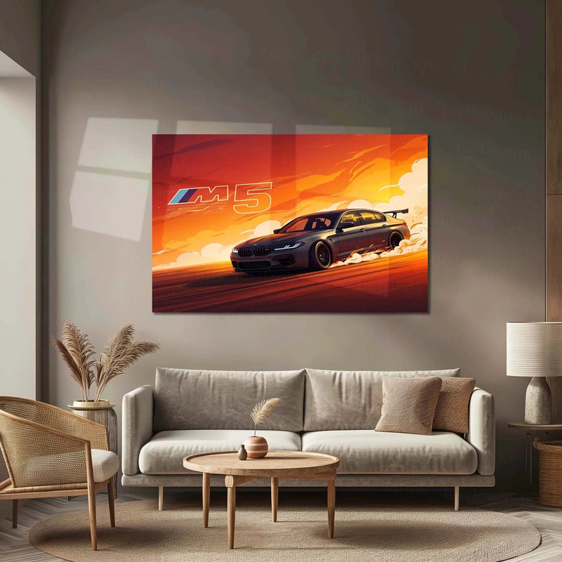 BMW M5 | High-Performance Street Beast Metal Frame Precision Engineering, Power & Speed Wall Art - TURTLEWINGS 