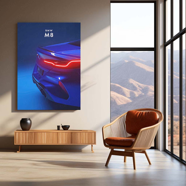 BMW M8 Neon LED Metal Frame | Ultimate Driving Machine Wall Art