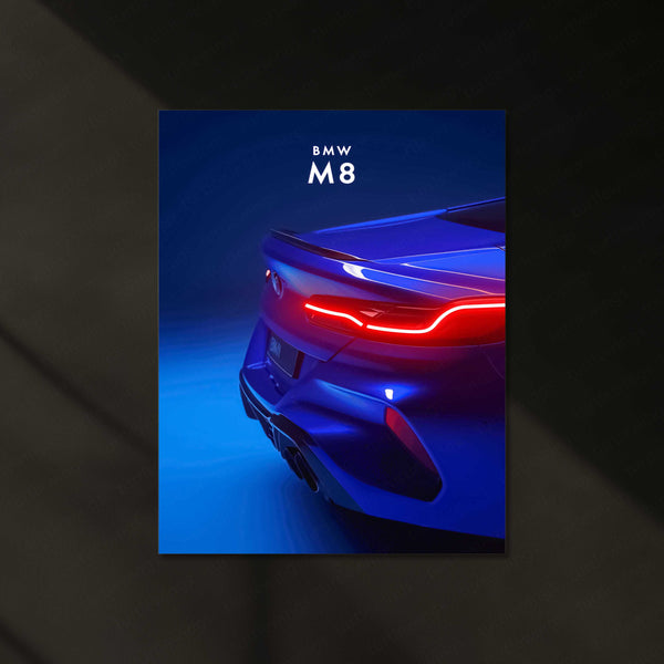 BMW M8 Neon LED Metal Frame | Ultimate Driving Machine Wall Art
