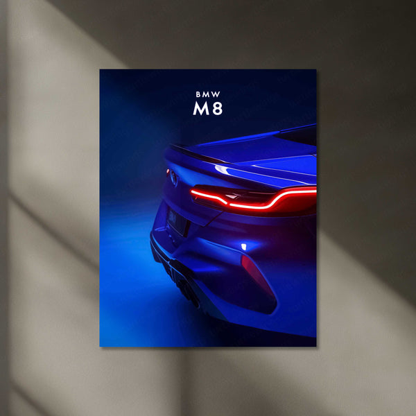 BMW M8 Neon LED Metal Frame | Ultimate Driving Machine Wall Art