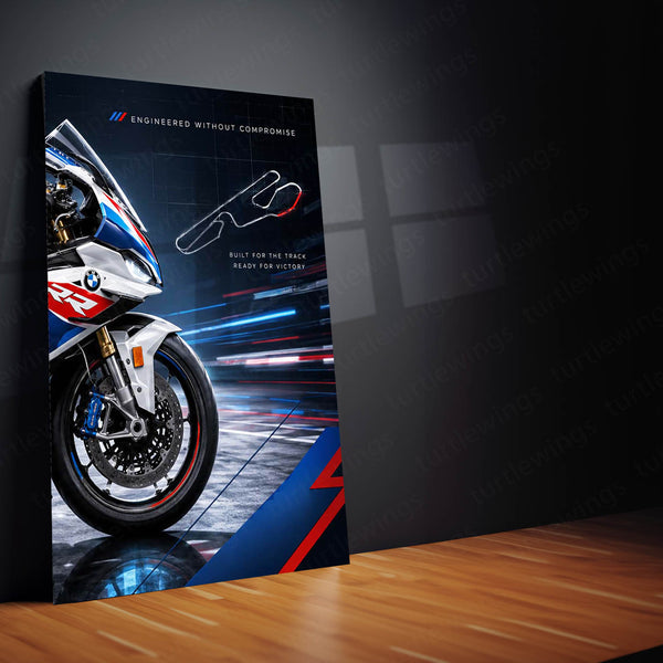 Bike Metal Poster Set of 3 | BMW S1000RR Track Weapon Racing Triptych Wall Art