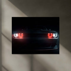 Dodge Challenger – The Hellfire Gaze | Neon LED Metal Poster | American Muscle Power Frame