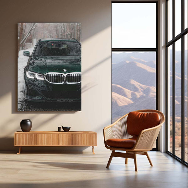 BMW Alpina B3 Touring – Green Edition Neon LED Metal Poster | Luxury Performance Wagon Wall Frame
