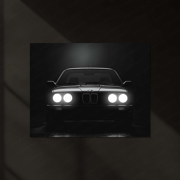 BMW Classic E30 – Icon of Shadows | Retro Performance Legend | Neon LED Metal Frame Poster