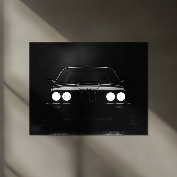 BMW Classic E30 – Icon of Shadows | Retro Performance Legend | Neon LED Metal Frame Poster