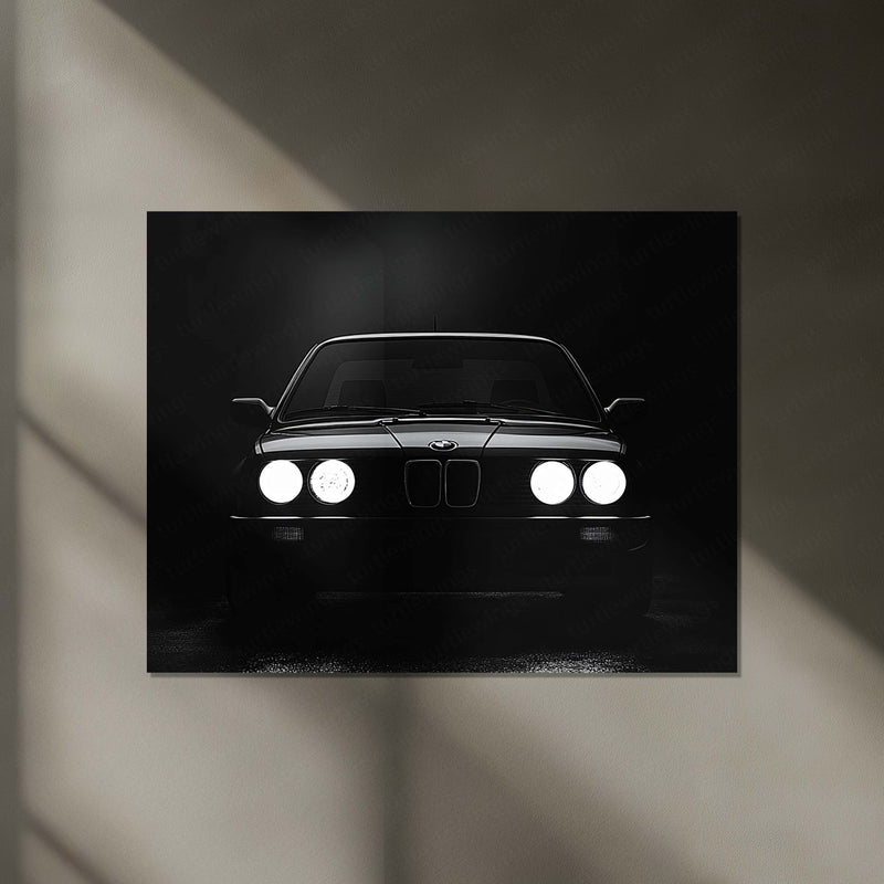 BMW Classic E30 – Icon of Shadows | Retro Performance Legend | Neon LED Metal Frame Poster