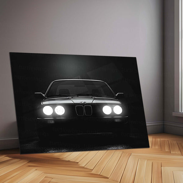 BMW Classic E30 – Icon of Shadows | Retro Performance Legend | Neon LED Metal Frame Poster
