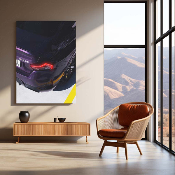 BMW M240i Purple Edition Rear View – Neon LED Metal Poster | Luxury Sports Car Wall Frame