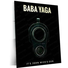 Baba Yaga – John Wick Gun Minimalist Metal Frame | Keanu Reeves Tribute Poster | Clean Black Action Wall Art
