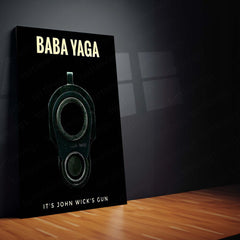Baba Yaga – John Wick Gun Minimalist Metal Frame | Keanu Reeves Tribute Poster | Clean Black Action Wall Art