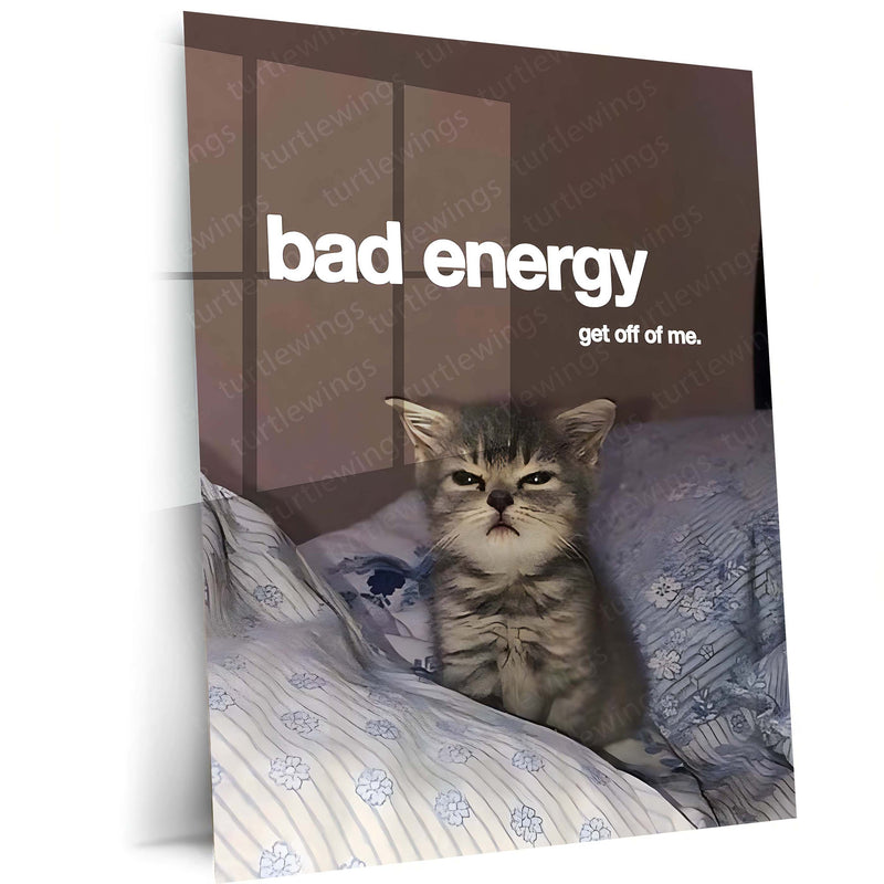 Quote Metal Poster | Bad Energy, Stay Away Metal Frame Savage Calm Energy Wall Art | Modern Boundary Quote Metal Poster