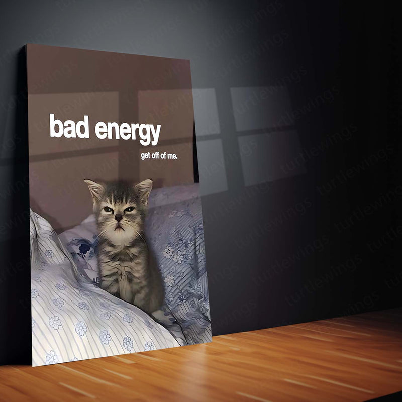 Quote Metal Poster | Bad Energy, Stay Away Metal Frame Savage Calm Energy Wall Art | Modern Boundary Quote Metal Poster