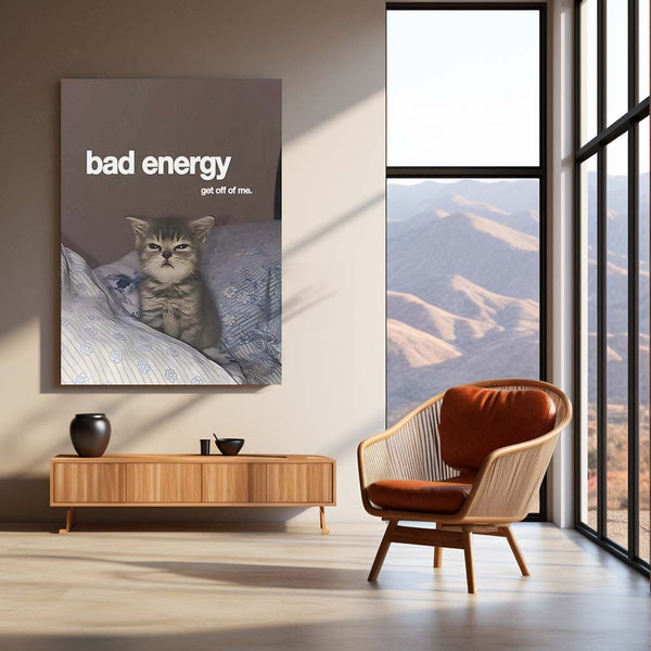 Quote Metal Poster | Bad Energy, Stay Away Metal Frame Savage Calm Energy Wall Art | Modern Boundary Quote Metal Poster